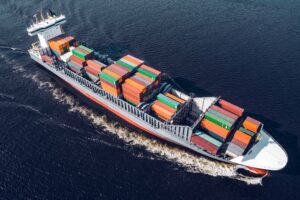 container ship sailing in sea